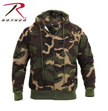 Woodland Camo Thermal Lined Hooded Sweatshirt Front View