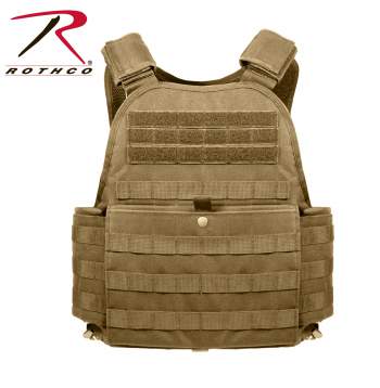 Rothco MOLLE Plate Carrier Coyote Brown Vest - Back View